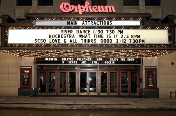 Orpheum Theatre's marquee announces shows
